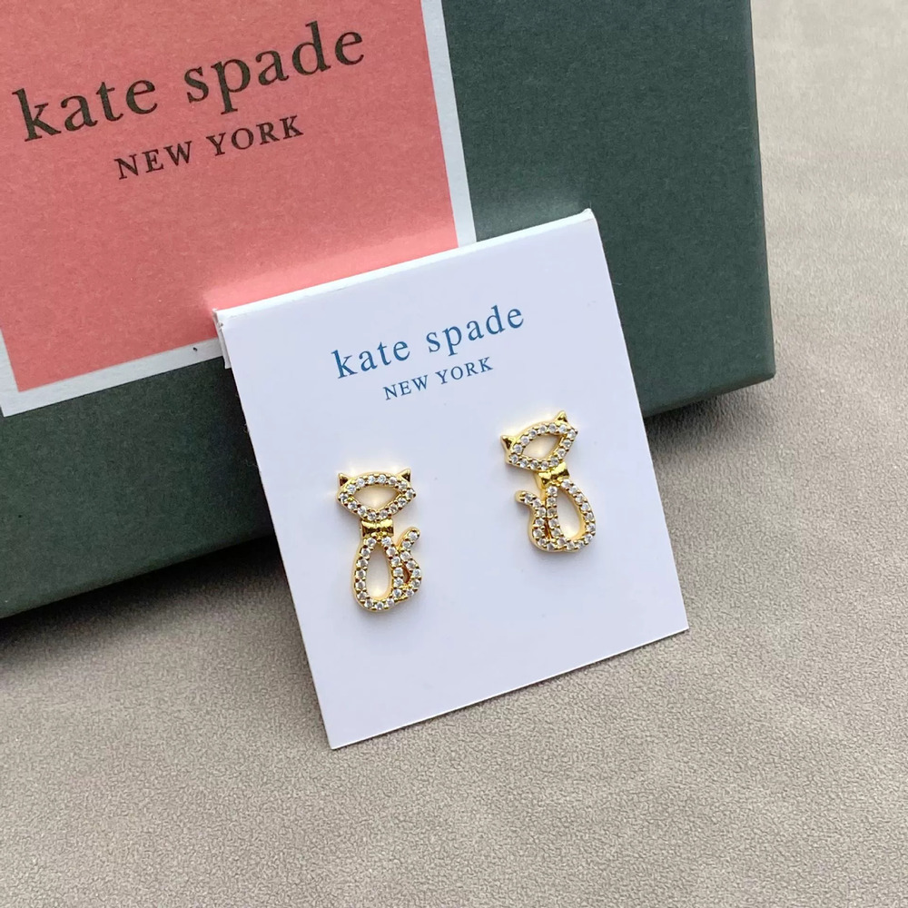 kate spade Zircon Hollow Cat Earrings Pet